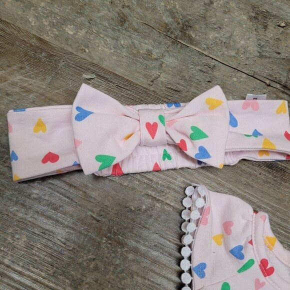 Little Me Dillard's Heart Print Girls 3 Months Jumpsuit & Headband, 2 Piece Set - Picture 9 of 16